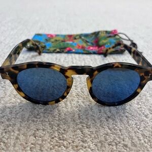 Illesteva Leonard Tortoise Shell Sunglasses with Blue Lenses